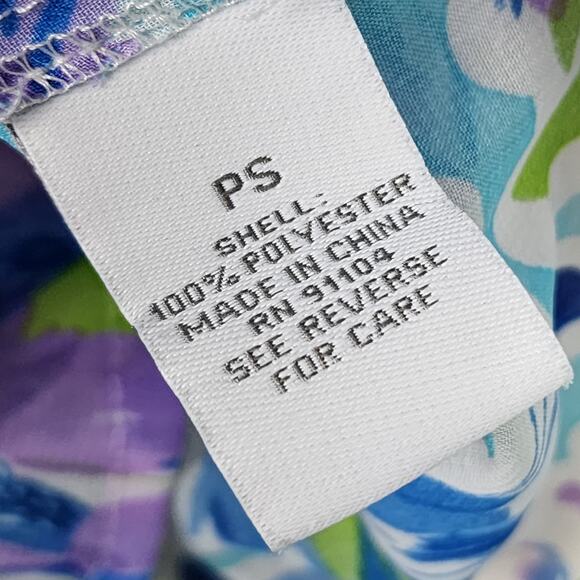 Dressbarn Petites Small Floral Pleated Ruffle Sheer Blouse - Picture 3 of 8